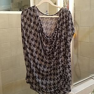 Lane Bryant black and white print top